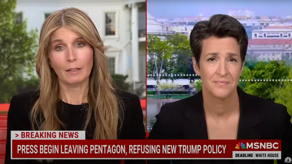 Nicolle Wallace and Rachel Maddow discuss Pentagon press policy (Credit: MSNBC/YouTube)